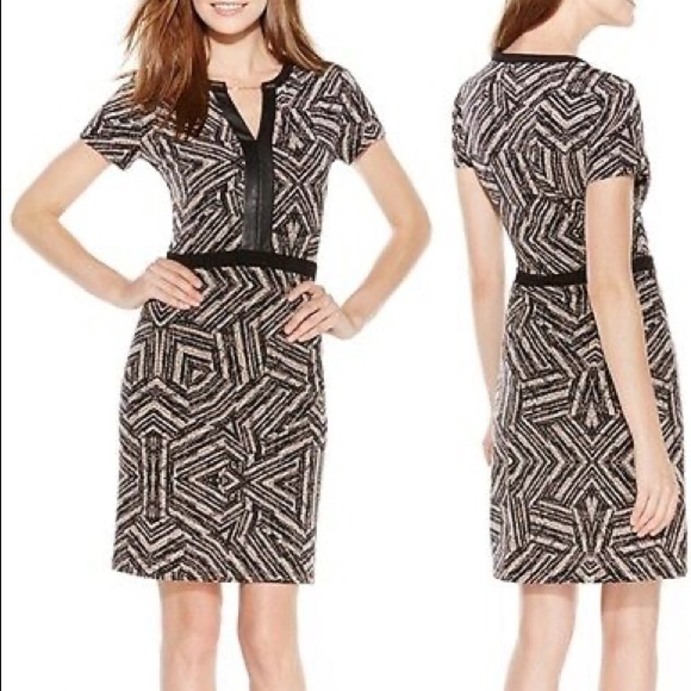 Calvin Klein chain neck faux leather dress